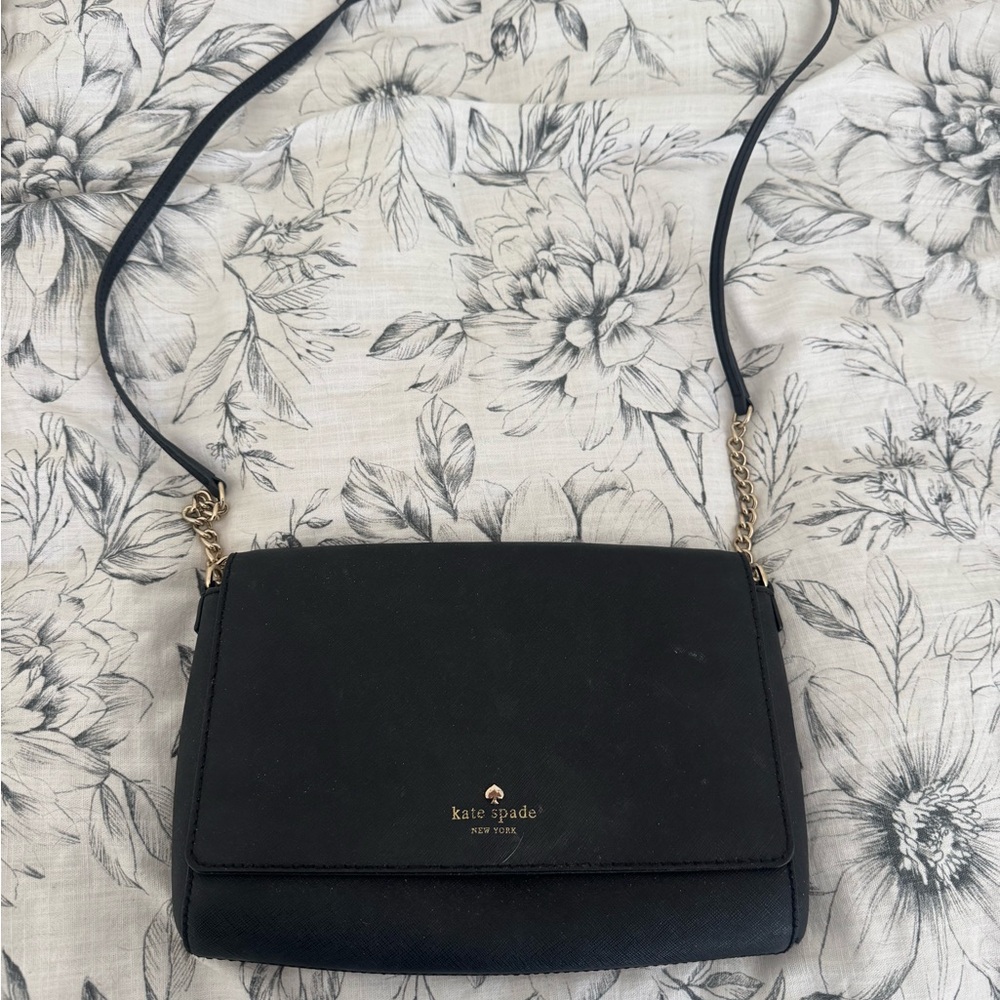 kate spade Black Crossbody with Gold Chain Accent